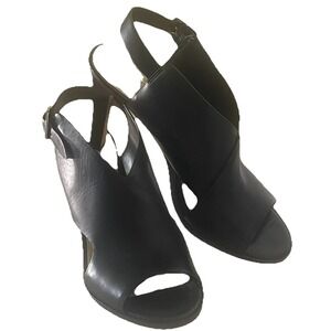 Vince Camuto NWOB Black Slingback Heels Peep Toe Leather Cutout Bootie Sz 9M